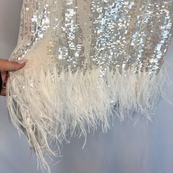 Audrey Adele Danielle Sequin Feather Dress Anthropologie Size Medium NWT - Picture 6 of 12